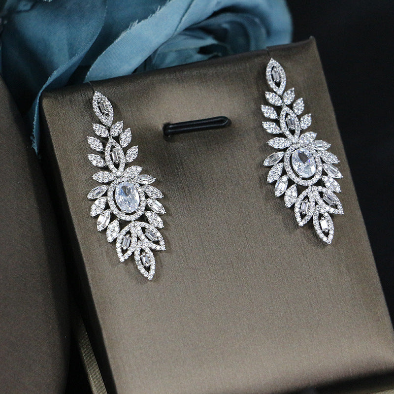 Zircon Bridal Jewelry Set – Necklace, Earrings, Bracelet & Ring (4-Piece)