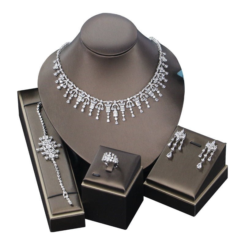 Love Heart Copper Jewelry Set – Necklace, Earrings, Bracelet & Ring