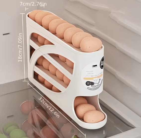 Rolling Egg Dispenser Rack – 3-Tier Automatic Storage Organizer
