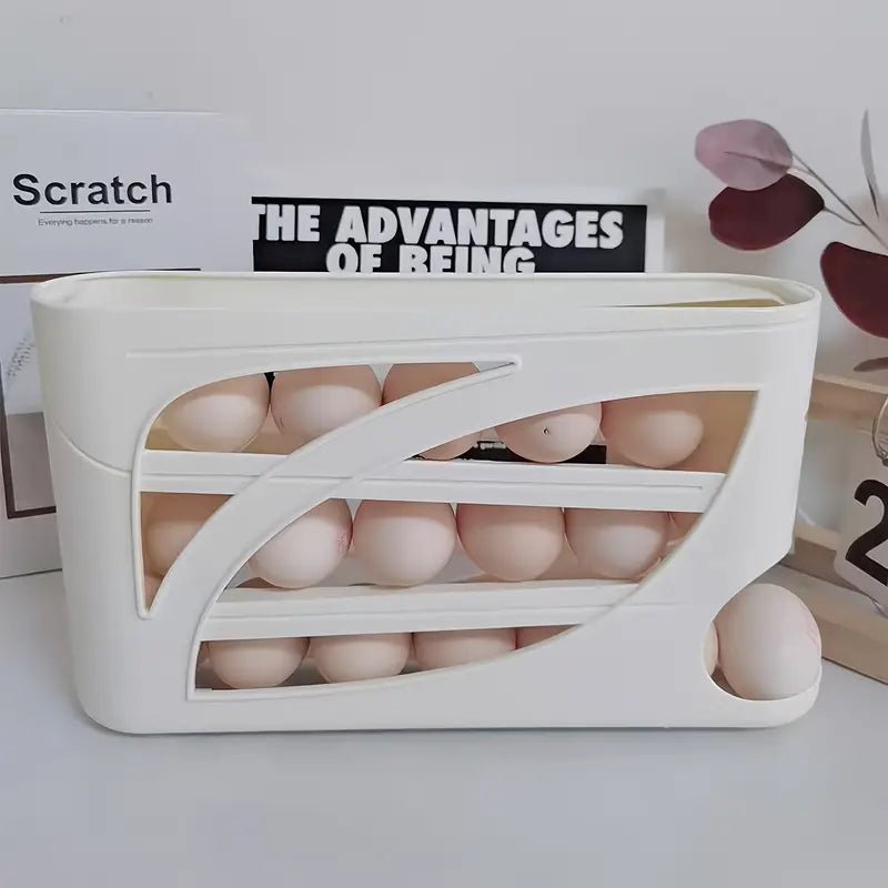 Rolling Egg Dispenser Rack – 3-Tier Automatic Storage Organizer