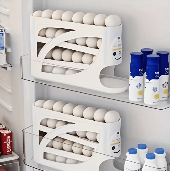 Rolling Egg Dispenser Rack – 3-Tier Automatic Storage Organizer